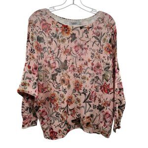 Luisa Ricci Women's Floral Open Knit Sweater Pink/Multi Size Small